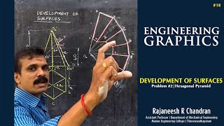 #17 Development of a Hexagonal Pyramid cut by an AIP | Rajaneesh R Chandran | Engineering Graphics