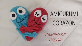 Amigurumi CORAZÓN 💕 con cambio de color