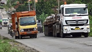 Truk Trailer Mercedes Benz Axor Dan Hino Siba Surya Di Tanjakan Tinggi -  Steel Carrier Truck