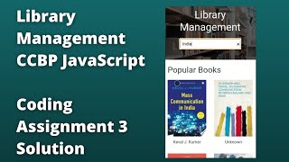 Library Management | CCBP JavaScript Coding Assignment 3 Code | Library Management Assignment