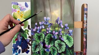 How To Paint WILD VIOLETS | acrylic tutorial for beginners