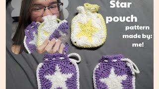 Crochet star pouch tutorial! (original pattern ♡)