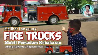 Fire Trucks | Melihat Langsung Mobil Damkar Di Poolnya | Abang Acikang & Rayhan Noval
