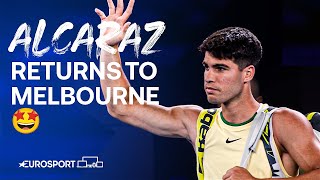 WATCH the moment Carlos Alcaraz walks out on Rod Laver Arena 😮‍💨 | Australian Open 2024 🇦🇺