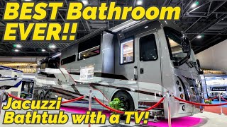 This MILLION dollar RV has the best bathroom you'll ever see! 2025 ForeTravel Realm Presidential LVB