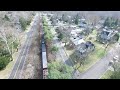 aerial of laurel springs nj with a train traveling through dec. 30 2020