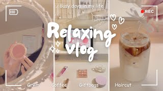 Relaxing vlog☕️🎁 busy days in my life, anniversary Grwm, aesthetic setup, making gift bags, hair cut