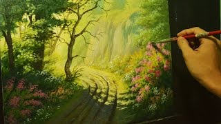 Acrylic Landscape Painting Lesson - Road to Cliffs in Instructional Tutorial by JMLisondra
