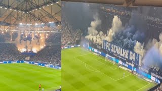 Battle Choreo & Pyro Show Schalke-Fans and Magdeburg-Fans at Veltins Arena "16.09.23" | 2.Bundesliga