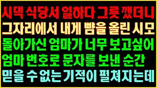 [반전실화사연] 시댁 식당서 일하다 그릇 깼더니 그 자리에서 내게 뺨을 올린 시모 돌아가신 엄마가 너무 보고싶어 엄마 번호로 문자를 보낸 순간 믿을 수 없는 기적이 펼쳐지는데