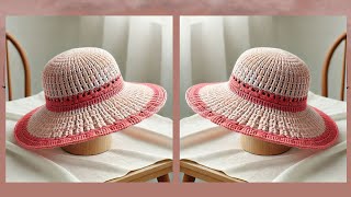 BEAUTIFUL CROCHET SUN HAT IDEAS WITH LIGHT PINK \u0026 RED COLOR COMBINATION - Crochet Ideas