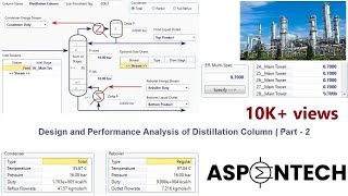 Design and Performance Analysis of Distillation Column using Aspen HYSYS | Part - 2 | Lecture # 20