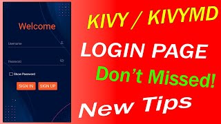 KIVY/KIVYMD - Login Page, Sign up Page | Python Login Screen Tutorial