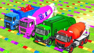 TRANSPORTING XCMG MIXER TRUCK, GARBAGE TRUCK, DUMP TRUCK, COLORFUL TRUCK TO GARAGE ! FS22!