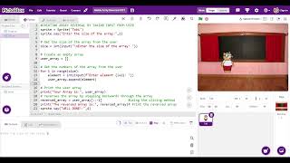 Array Reversal by taking input | Python Editor | Pictoblox