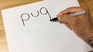 How to turn words PUG into a Cartoon - Let's Learn drawing - art
