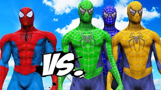 SPIDER-MAN VS GREEN SPIDERMAN, BLUE SPIDERMAN, YELLOW SPIDERMAN