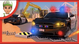 Thieves stole gold from the bank. Police Car Cartoon for kids. Truck engine animation. Cars of kid.