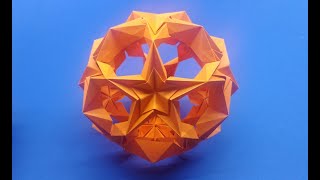 Origami double star kusudama. How to make origami star kusudama with paper. Kusudama Flower Polaris.