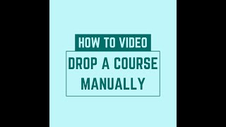 USFCA Dropping a Course Manually