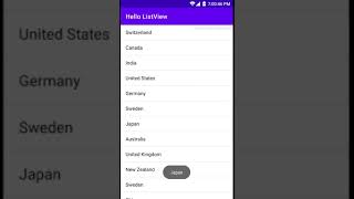 Android ListView with ArrayAdapter - Output | Android Studio Tutorial For Beginners | Kotlin & Java
