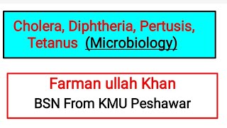 Cholera,Diphtheria,Pertusis and Tetanus-Bacterial Infections ||Microbiology Unit-VI   Final MCQS.