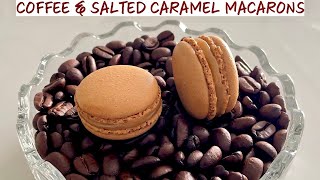 How to make Coffee Macarons with Salted Caramel Ganache - Easy French Macaron Recipe