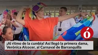 ¡Al ritmo de la cumbia! Así llegó la primera dama, Verónica Alcocer, al Carnaval de Barranquilla