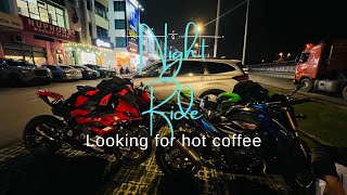 Night ride mencari seteguk kopi panas | Abg ZX10R berjoget di atas jalan