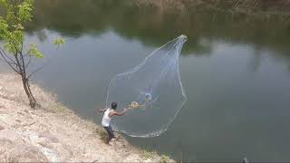 బ్లూ కలర్ 3 వేళ్ళ ఇసురు వల !! blue colour cast net !! hunting all Telugu