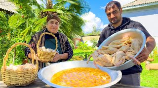 COOKING 250 EGGS WITH 15 CHICKENS! KADINBUDU KOFTE RECIPE | SNOWY VILLAGE | BEST DESSERT RECIPE