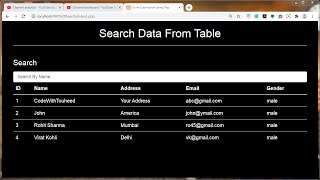How to Search Data From Database Table| Javascript | JQuery | MySQL | PHP |Filter Data From Table