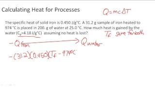 Calculating heat required for part or entire processes