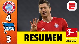 Bayern Munich 4-3 Hertha Berlin GOLES Póquer de Robert Lewandowski. Jhon Córdoba anotó | Bundesliga
