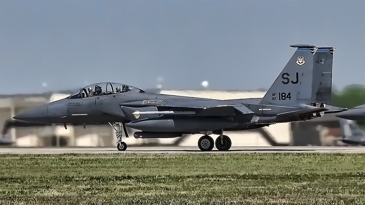 F-15E Strike Eagles Taxi & Takeoff • Seymour Johnson AFB - YouTube