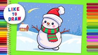 How to Draw SNOWMAN step by step | Cute Happy Christmas Snowman Drawing Tutorial | Simple Easy Guide