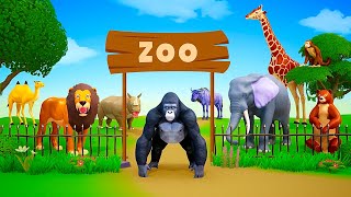 Wild Animals Zoo Diorama - Cunning Fox vs Wild Animals | Gorilla, Mammoth, Bear, Lion, Rhino, Tiger