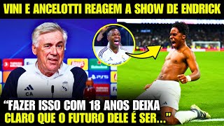 🚨 EITA! Olha a REAÇÃO DO ANCELOTTI e do VINI ao SHOW DO ENDRICK QUE SALVOU O REAL