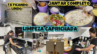 FIZ JANTAR DELICIOSO | LIMPEZA NOTURNA | REVESTIMENTO DA SALA VLOG