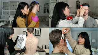 ASMR Compilation - Precision Body Adjustments | Back Tattoo Process | Doctor Exam | Ear Inspection