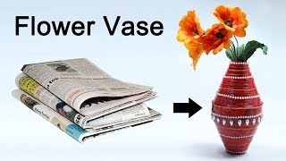 How to Make Flower Vase with Newspaper - Best out of Waste