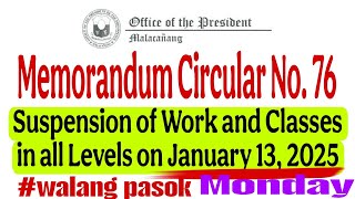 Good News! Memorandum Circular No. 76 of  Office of the President