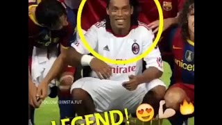 when #Puyol made #Ronaldinho join the #Barcelona team photo #Respect