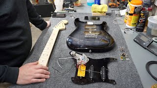 Tearing Down and Disassembling a 2021 Squier Affinity Stratocaster Black Burst