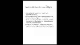 PHY 2530, Lecture 22: Interference