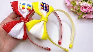 LAÇO GRAVATINHA EM PÉ NA TIARA VOLTA ÀS AULAS/Tiara Escolar/Fácil e Lucrativo #diy 🎀By Marina Mello