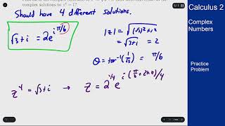 Calculus 2 - Roots of Complex Numbers - Practice Problem