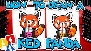 How To Draw A Red Panda Drinking Boba