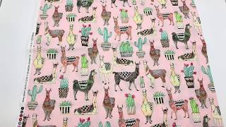 light pink Michael Miller fabric llama animal cactus Lovely Llamas