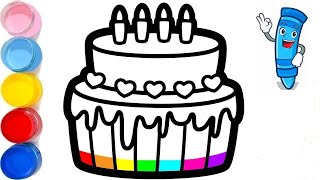 Как нарисовать торт на день рождения,How to draw a birthday cake for children,Fun drawing